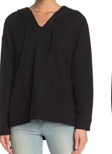 Nordstrom Melloday black waffle hooded sweater shirt NWT